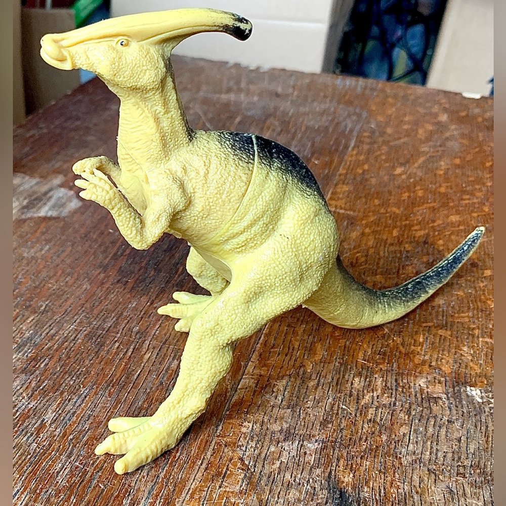 Vtg Miniature Rubber Plastic Parasaurolophus Dinosaur Toy Figurine